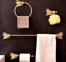 Modern Handmade Brass Towel Ring in Golden Finish