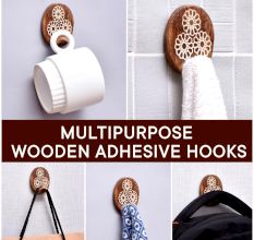 Brown Wooden Adhesive Hooks for Painted Walls