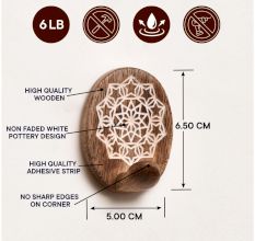 Brown Wooden No Drill Adheshive Wall Hooks