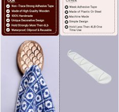 Wooden Brown White Adhesive Hanging Hook