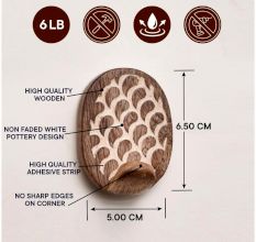 Wooden Brown White No Damage Wall Adhesive Hook