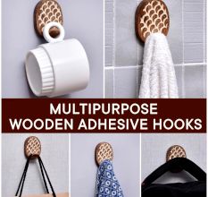 Wooden Brown White No Damage Wall Adhesive Hook