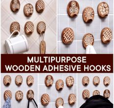 Wooden Brown Floral Sticky Hook for Wall- Pack of 6
