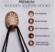 Wooden Brown Floral Sticky Hook for Wall