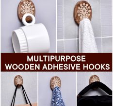 Wooden Brown Floral Sticky Hook for Wall
