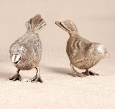 Nickel Plated Brass Bird Statue in Pair of 2 for Decoration