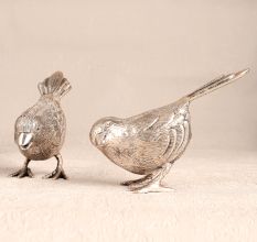 Nickel Plated Brass Bird Statue in Pair of 2 for Decoration