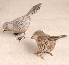 Nickel Plated Brass Bird Statue in Pair of 2 for Decoration