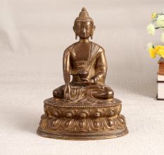 Handmade Antique Brown Lord Buddha Statue Made of Brass