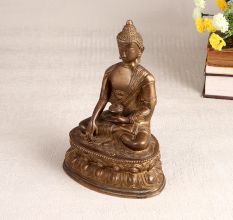 Handmade Antique Brown Lord Buddha Statue Made of Brass