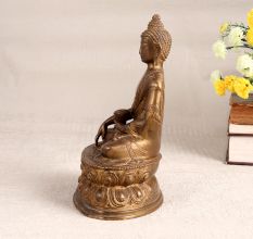 Handmade Antique Brown Lord Buddha Statue Made of Brass