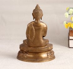 Handmade Antique Brown Lord Buddha Statue Made of Brass