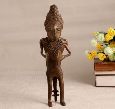 Handmade Brass Male Figure Statue Playing Cymbal for Decor