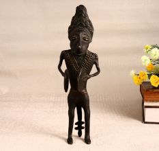 Dark Finish Male Figure Statue Playing Cymbal Made of Brass