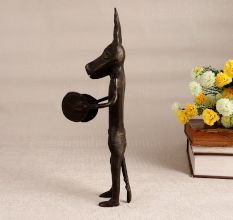 Dark Finish Male Figure Statue Playing Cymbal Made of Brass