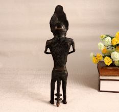 Dark Finish Male Figure Statue Playing Cymbal Made of Brass