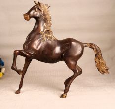 Handcrafted Elegant Brown Horse Statue Made of Brass