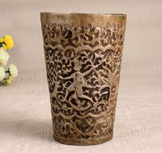 Vintage Finest Brass Glass with Intricate Carving