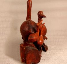 Vintage Wooden Duck Statue in Antique Brown Finish