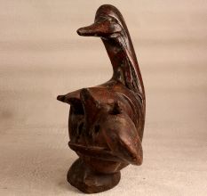 Handmade Vintage Wooden Duck Statue in European Art