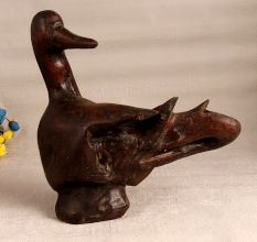 Handmade Vintage Wooden Duck Statue in European Art