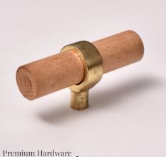 Natural Wooden T-Bar Drawer Knobs and Pulls
