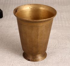 Elegant Brown Brass Holy Water Glass for Prayer Room
