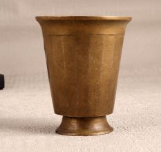 Elegant Brown Brass Holy Water Glass for Prayer Room