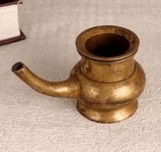 Vintage South India Brass Holy Water Pot with Spout for Decor