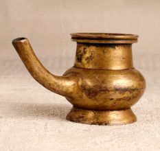 Vintage South India Brass Holy Water Pot with Spout for Decor