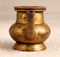 Vintage South India Brass Holy Water Pot with Spout for Decor