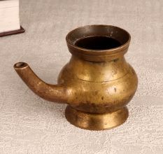 Small Brass Water Pot with Spout for Prayer and Decor