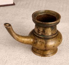Vintage South Indian Brass Sagar Pot with Spout for Decor