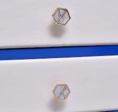 Hexagon Mother of Pearl and Brass Decorative Wardrobe Knobs