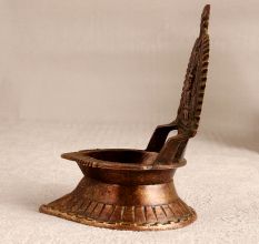 Elegant Brown Gajalaxmi Oil Lamp Made of Finest Brass