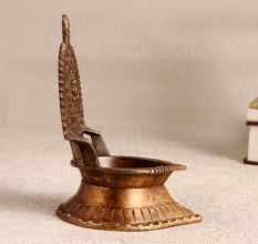 Elegant Brown Gajalaxmi Oil Lamp Made of Finest Brass