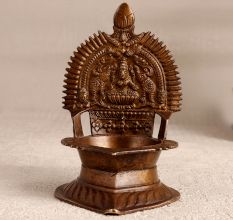 Handcrafted Vintage Brass Gajlaxmi Oil Lamp for Home Decor
