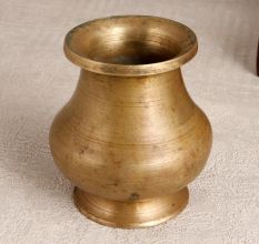 Handcrafted Vintage Brass Holy Water Pot in Brown Finish
