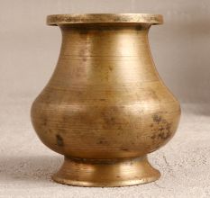 Handcrafted Vintage Brass Holy Water Pot in Brown Finish