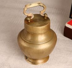 Vintage Handmade Brass Ganga Jali Pot for Prayer