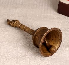 Elegant Brown Brass Bell with Nandi Handle for Prayer