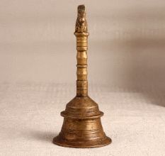 Elegant Brown Brass Bell with Nandi Handle for Prayer