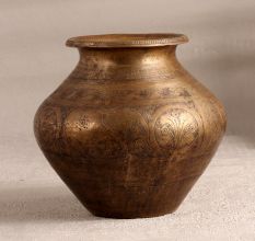 Beautiful Engraved Brass Holy Water Pot in Elegant Brown Finish