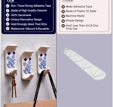 Ceramic Blue Floral Sticky Hook for Wall