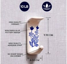 Ceramic Blue Floral Sticky Hook for Wall