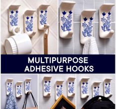 Ceramic Blue Floral Sticky Hook for Wall
