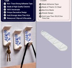 Ceramic Blue Flower No Drill Wall Hooks