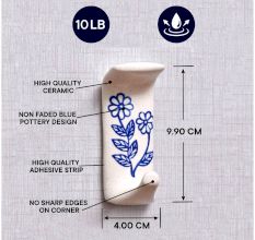 Ceramic Blue Flower No Drill Wall Hooks