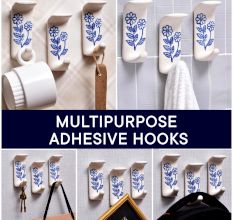 Ceramic Blue Flower No Drill Wall Hooks