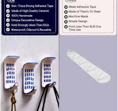 Ceramic Blue Check Adhesive Wall Mounted Hook